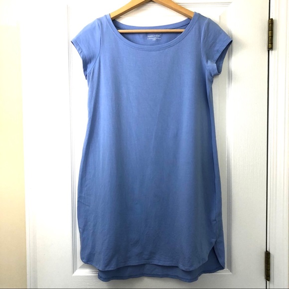Eileen Fisher Organic Cotton Blend Tee Shirt Dress in Periwinkle Powder … - Picture 2 of 14